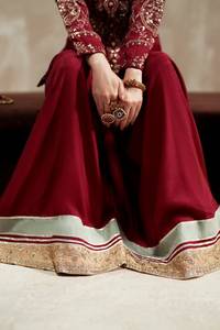 Camisa Corta de Viscosa Pura con Bordado Chikankari, Mangas Largas, Conjunto de 3 Piezas con Pantalón Plazo, Estilo Anarkali, Sin Arrugas, para Fiesta - Product Image 6