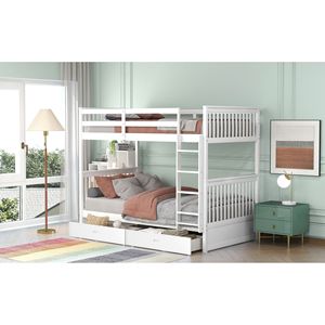 Letto a castello singolo con scalette bianche e due cassetti contenitore per bambini (Vecchio SKU LT000265AAK) - Product Image 3