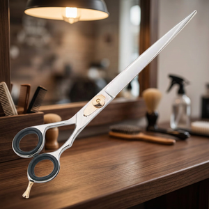 Pet Grooming <b>Shears</b> Fixed Finger Rest & Adjustable Screw (Finger Inserts) Japanese Steel Pet Hair Grooming Scissor Mirror Finish - Product Image 3