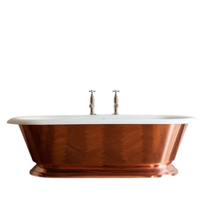 Bañera de cobre macizo pulido hecha a mano, independiente, con diseño antiguo, para el hogar, hotel, muebles de baño. - Product Image 3