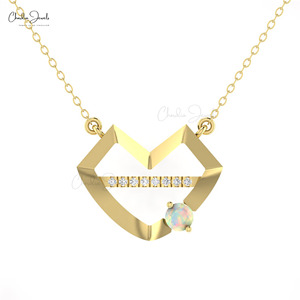 สินค้าขายดี สร้อยคอรูปหัวใจประดับโอปอลไฟ 0.24 กะรัต ทองคำแท้ 14k ประดับเพชรแบบฝัง ราคาสุดคุ้ม - Product Image 3