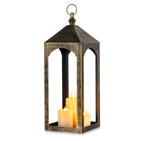 Bronze Finished Fantastic Design Metal <b>Lantern</b> Rectangle Shape <b>Lantern</b> with Handle <b>Candle</b> <b>Lanterns</b> for Outdoor & Home Decoration - Product Image 3