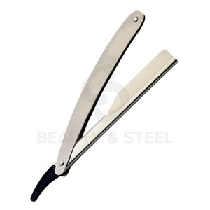 -Professional All-Steel Straight Edge Barber <b>Razor</b> with Brushed Silver Handle and High Grade Stainless Steel Blade Holder - Product Image 1