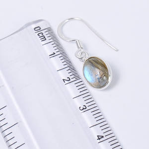 Natural Labradorite Cabochon Oval Gemstone Trendy <b>Handmade</b> <b>Jewelry</b> Wholesale 925 Sterling Silver Bezel Drop Dangle Earrings - Product Image 4