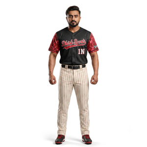 Maillot de baseball personnalisé sublimé 100 % polyester maille à manches courtes anti-humidité streetwear chemise boutonnée pour homme avec nom d'équipe - Product Image 1