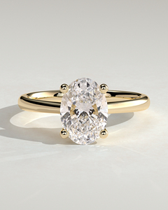 แหวนเพชรทรงรี 1 กะรัต ทองคำแท้ 14K เพชรเลี้ยงในห้องปฏิบัติการ คุณภาพ E VVS2 ตัดทรงกลม ดีไซน์วงแหวนเรียวบาง แหวนเพชรเม็ดเดี่ยวสุดหรู สำหรับหมั้นหมาย ปี 2026 - Product Image 1