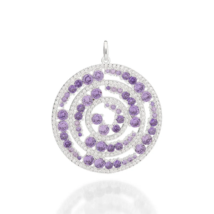 Luxury 925 Silver Rhodium Plated Amethyst Pendant Necklace With Spiral Design Snake <b>Chain</b> Unisex Everyday Wear - Product Image 2