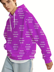 Customized Photo/Logo Men's Fleece Pullover Hoodie Full-Body Printed Cartoon Pattern Eco-Friendly Multi-Color Options Soft - Product Image 3
