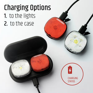 Lumière LED de vélo rechargeable 300LM IPX5 Type-C Combo Set avec étui de chargement Feu arrière à LED pour vélo - Product Image 3