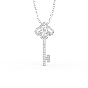 Collier pendentif clé en or 14 carats avec diamant cultivé en laboratoire certifié IGI Aarinya, accent diamant, bijoux classiques pour femmes, idéal pour un cadeau quotidien - Product Image 5