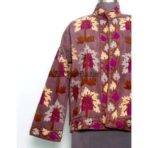 Veste Cotrise brodée à la main, col mandarin, design vintage, écologique, séchage rapide, respirante, doublure en coton, printemps automne - Product Image 2