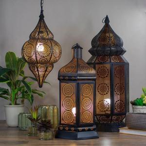 Ensemble de lanternes anciennes en métal, style marocain, petites et grandes tailles, en fer forgé, lanternes du Ramadan pour la décoration de la maison et du jardin - Product Image 5