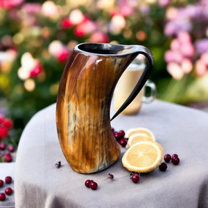 Chopes à bière vikings artisanales en corne, cadeau pour hommes - Product Image 1