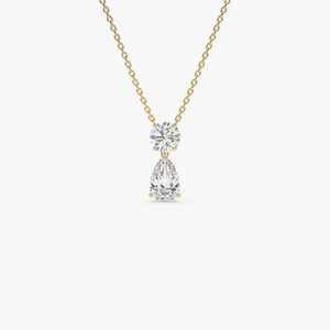 สร้อยคอเพชรเม็ดคู่ทรงหยดน้ำและทรงกลม 1.25 กะรัต เพชรเพาะเลี้ยงคุณภาพสูง DEF Color VS VVS Clarity ตัวเรือนทองคำขาว 14K พร้อมใบรับรอง GIA - Product Image 6