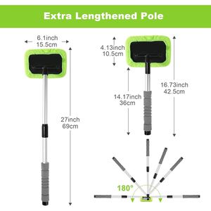 Strumento per la Pulizia del Parabrezza con Manico Estensibile da 27 Pollici, Pulitore per Finestrini Interni Senza Aloni con Cuscinetti in Microfibra Riutilizzabili per Auto - Product Image 2