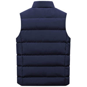 Chaleco Acolchado Azul Marino para Hombre, Cierre de Cremallera, Cuello Alto, Ropa de Invierno Informal, Sin Mangas, Cortavientos, con Bolsillos - Product Image 3