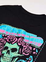 Kaos Konser Grateful Dead Solid Vintage Pria Lengan Pendek Longgar O-Neck 100% Katun Rajut Kasual Logo Depan