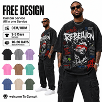 T-shirt surdimensionné en coton épais délavé à l'acide avec logo personnalisé, imprimé numérique Statue de David, pour homme, style punk rébellions