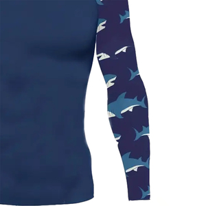 <b>Men's</b> Full Sleeve Rash Guard Shark Print UPF50+ Quick Dry Polyester/Nylon Swim <b>Shirt</b> Adult Anti-Uv Protection - Product Image 3
