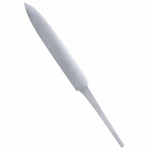 Hoja de cuchillo con punta de lanza en acabado satinado plateado, con espiga estrecha y delgada para la creación de mangos personalizados y proyectos de cuchillos DIY. - Product Image 4