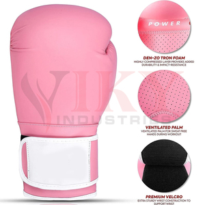 Fabricante OEM/ODM, Guantes de Boxeo de Piel Sintética con Logotipo Personalizado, Transpirables, con Palma Perforada, Color Rosa y Blanco, Precio al por Mayor - Product Image 3