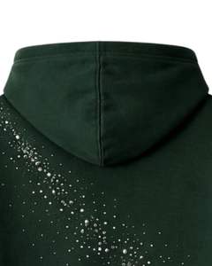 Sweat à capuche vert foncé orné de strass, coupe oversize, en molleton épais, avec poche kangourou, personnalisable, pour homme, style streetwear - Product Image 4