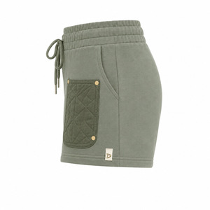 Shorts de Punto de Cintura Baja para Mujer, con Bolsillos, Cierre con Cordón, Color Sólido, Casuales, Transpirables, Mezcla de Algodón y Spandex, Verde - Product Image 3