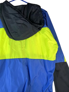 Men's Hooded Waterproof Windproof Reversible <b>Quilted</b> Filled Casual <b>Jacket</b> Color Blocking Blue/Yellow Canvas Fabric Zipper - Product Image 4