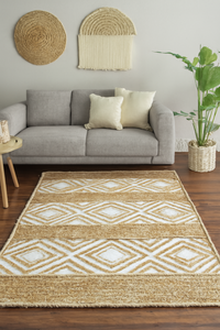 Tapis rond en jute 100% biologique tressé à la main, 5x7 pieds, style bohème, motif rayé, tapis écologique pour la décoration de la maison - Product Image 4