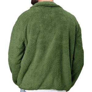 Veste polaire Sherpa boutonnée pour homme, en laine d'agneau fourrée, chaude pour l'hiver, avec logo personnalisé, vente en gros - Product Image 2