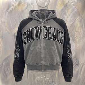 Sweat-shirt à capuche zippé pour homme Snowgrace, manches raglan, polaire, décontracté, pour l'hiver, avec poche imprimée sur le devant, coupe classique - Product Image 4