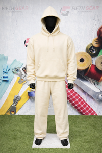 ชุดวอร์มฮู้ดดี้สีเทาแบบขายส่ง ไม่มีลาย พร้อมสกรีนโลโก้ เสื้อฮู้ดดี้แบบสวมหัวและกางเกงขายาว ชุดเซ็ตผ้าฝ้ายฟลีซ 350 GSM ผู้ผลิตชุดกีฬา - Product Image 5