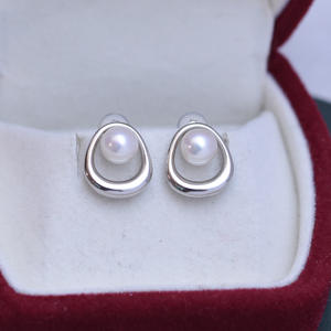 Boucles d'oreilles en perles d'eau douce pour femmes, S925, 6-7/7-8, forte luminosité, faibles défauts, perles doubles, vente en gros pour un style simple - Product Image 4