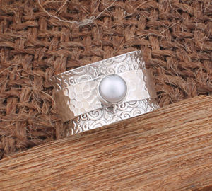 Bague élégante minimaliste en argent sterling 925 avec perle d'eau douce naturelle de luxe, cadeau d'anniversaire pour femme, personnalisable - Product Image 3