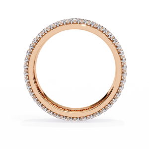 Bague de mariage de luxe en or rose 10k 14k 18k avec pavé de diamants multi-rangs - Product Image 3
