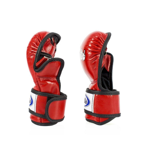 RTS Wholesale Price Premium Quality Customized MMA Boxing Gloves <b>Red</b> Color Fair Tex Grappling Comfortable Printed PU <b>Material</b> - Product Image 6