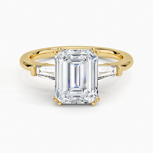 Bague de fiançailles classique en diamant taille émeraude, sertie de griffes en platine, pour femme - Product Image 5
