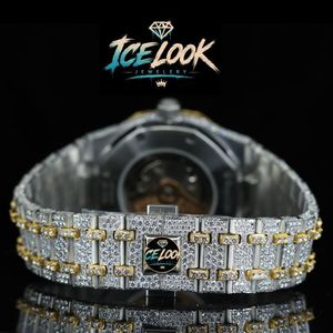 Reloj de acero inoxidable estilo Hip Hop para hombre, joyería Ice Look, caja redonda de 42mm, cuarzo analógico, botón luminoso, cierre oculto, correa de 20mm - Product Image 2