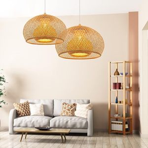 Bamboo Lampshade Handmade Rustic Woven Pendant <b>Light</b> Shade Natural <b>Ceiling</b> Lamp Cover for Home Hotel Wholesale - Product Image 2