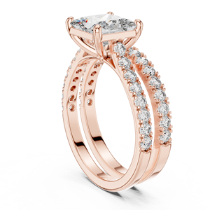 Anillo de Compromiso de Oro Rosa de 18K con Diamante de Corte Cojín y Engaste de Garras para Mujer - Product Image 1