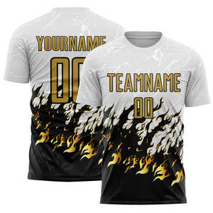 Custom <b>Flame</b> Design Soccer Jersey Uniform Short Sleeve Sublimation Print Breathable 100% Polyester Unisex Adult 140g Fabric - Product Image 4