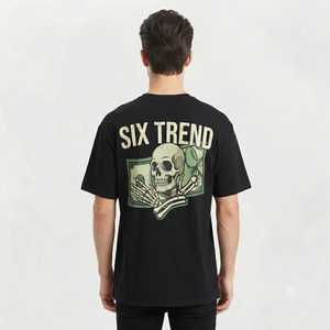 Wholesale High Quality Heavyweight 100% Cotton Oversized Graphic <b>T</b>-<b>shirt</b> Custom Plaid Front Print Breathable Streetwear Men - Product Image 3