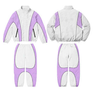 Blouson Unisexe Coupe-Vent Color Block Style Sportif Col Montant Fermeture Éclair Extérieur Polyester Idéal Automne - Product Image 1