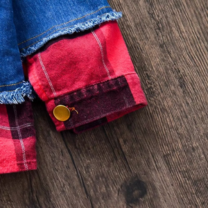 Chaquetas de Mezclilla para Niños y Niñas, Chaqueta de Mezclilla a Cuadros Unisex para Bebés y Niños Pequeños - Product Image 1