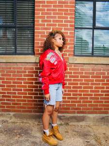 Wholesale <b>Women's</b> <b>Red</b> Rhinestone Studded Zip Up <b>Hoodie</b> Cropped Graphic Sweatshirt Oversized Streetwear Fashion Jacket for Brand - Product Image 4