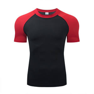 Unisex Short Sleeve Rash Guard <b>Black</b> Yellow Color Blocked Quick Dry <b>Compression</b> Sport <b>Shirt</b> Adult Size Grappling Gear - Product Image 4