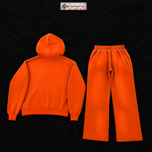 <b>Orange</b> Full Zip <b>Hoodie</b> Tracksuit Men Custom Logo Two Piece Casual Streetwear Jogging Suit Relaxed Fit Sportswear Set Wholesale - Product Image 6