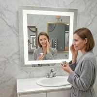 Miroir de salle de bain intelligent anti-buée avec éclairage LED, design moderne, cadre 36x36 pouces, fabriqué en usine