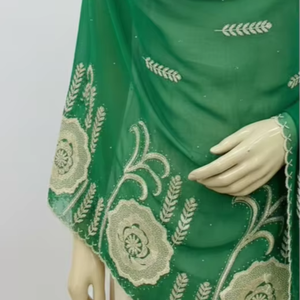 Nouveau Châle Long Floral en Mousseline Africaine pour Femme, avec Strass, Respirant, Grand Hijab, Doux, Durable, Vente en Gros (12 pièces), Style Ethnique, Idéal pour l'Été - Product Image 2