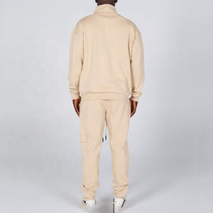 Ensemble de survêtement en molleton 100% coton, sweat-shirt à demi-zip et pantalon, deux pièces, vêtements de sport décontractés, vente en gros - Product Image 2